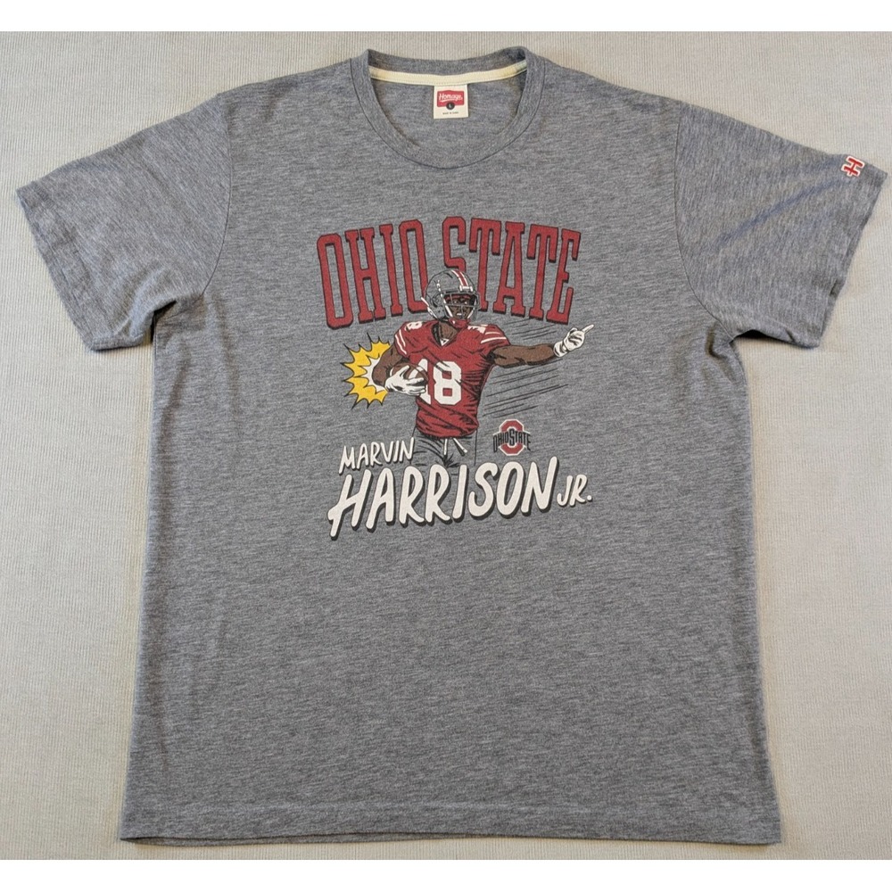 Ohio State Buckeyes Shirt Mens Large Gray Homage Football Marvin Harrison Jr OSU
